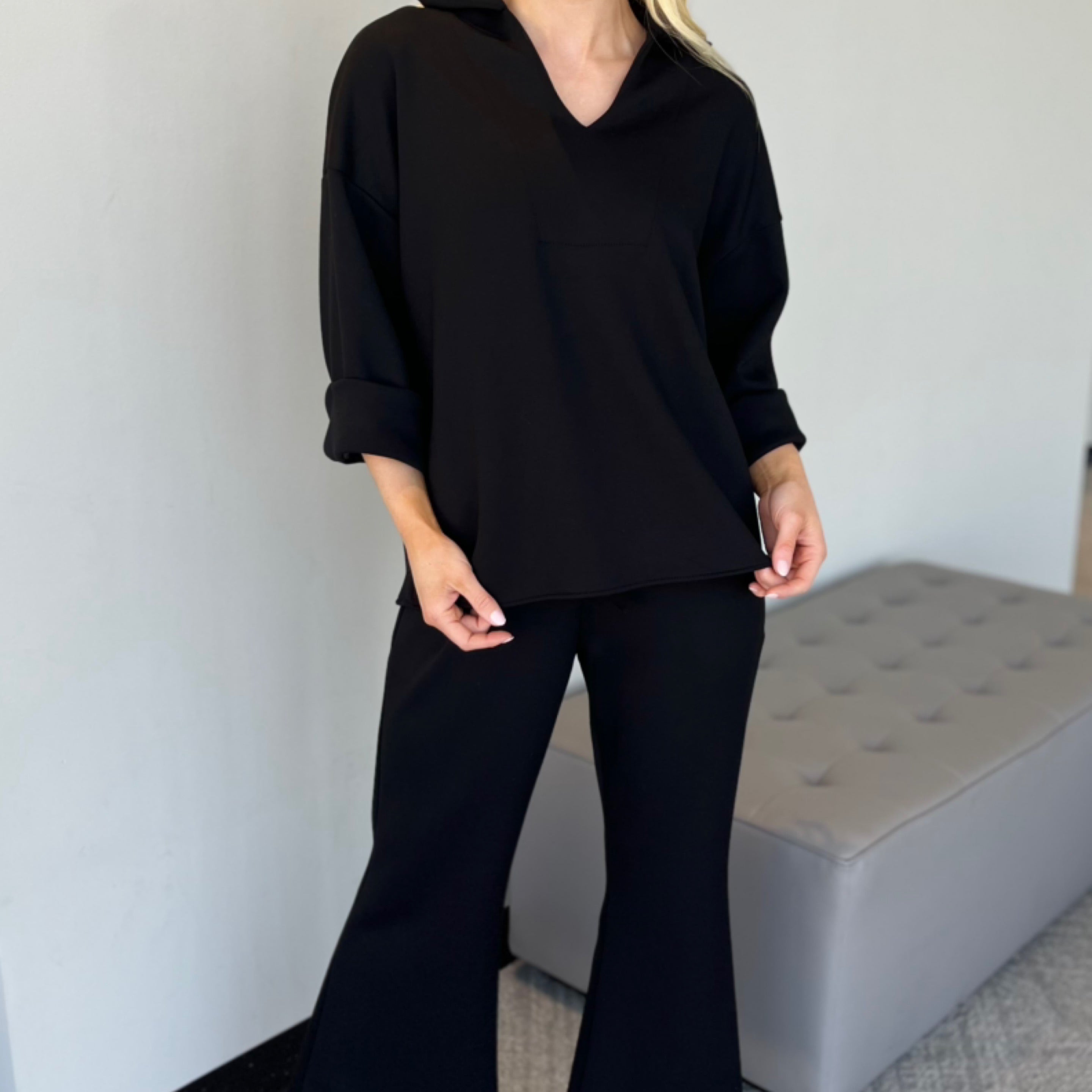 Carole Christian Black 2 Piece Scuba Lounge Set | Aine's Boutique