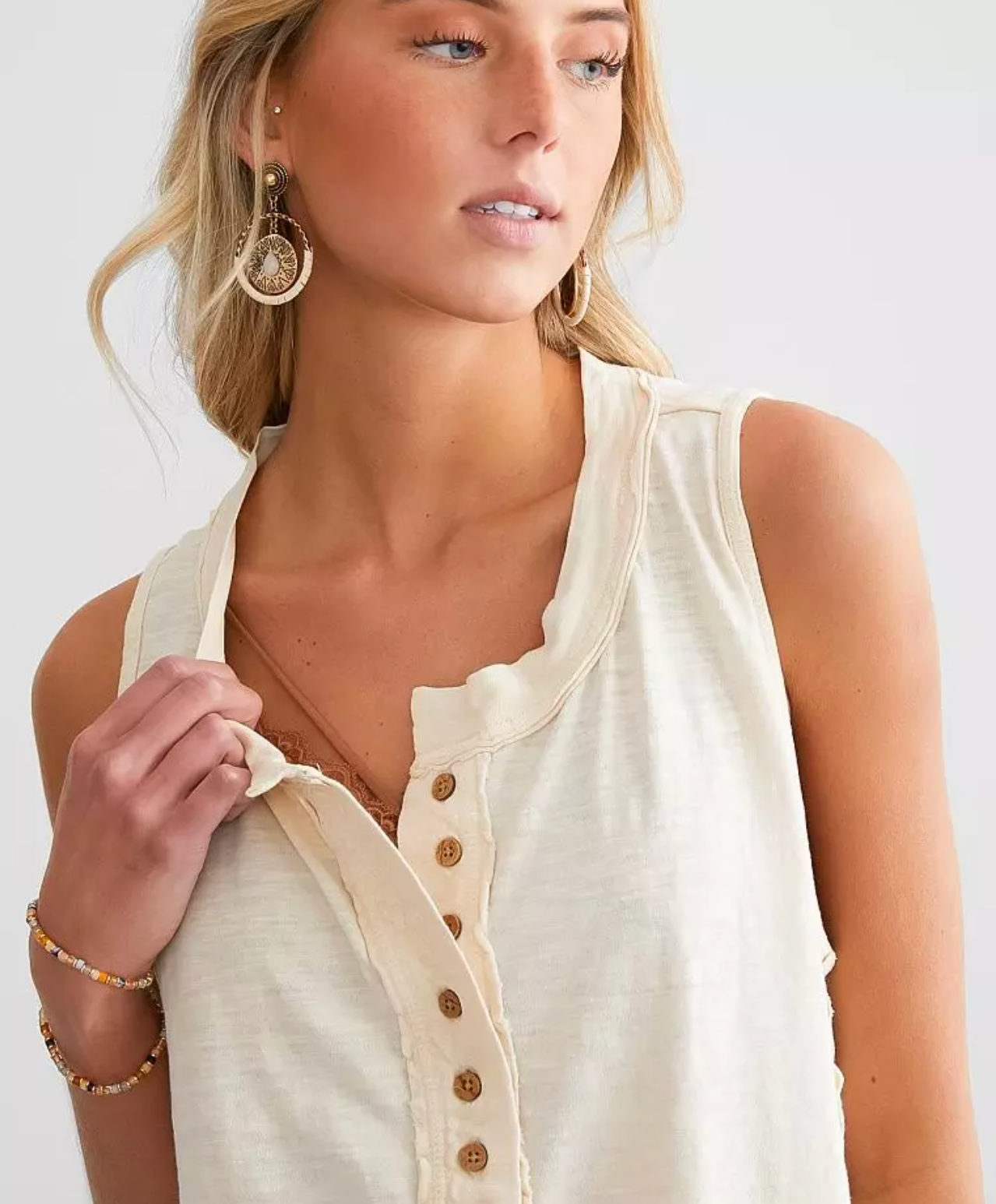 Free People Josie Henley Tank - Summer Khaki