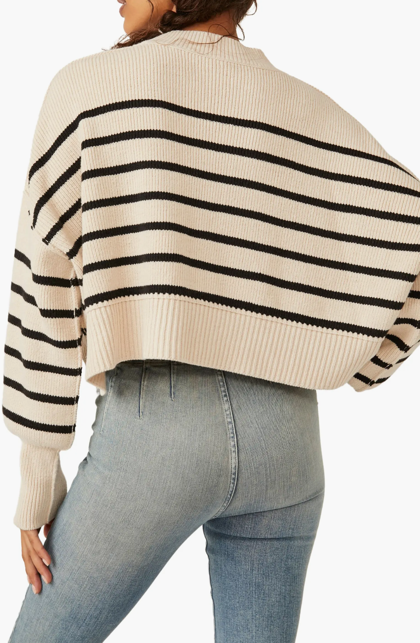 Women's Easy Street Stripe Crop Pullover Sweater, Free People