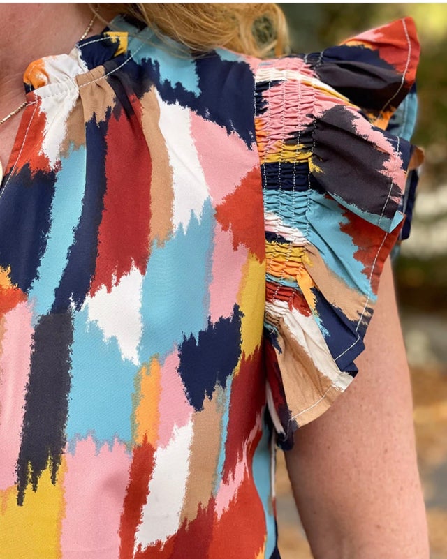 Lantern Sleeve Ruffle Blouse - Knitted Novelty – Charlotte Brody