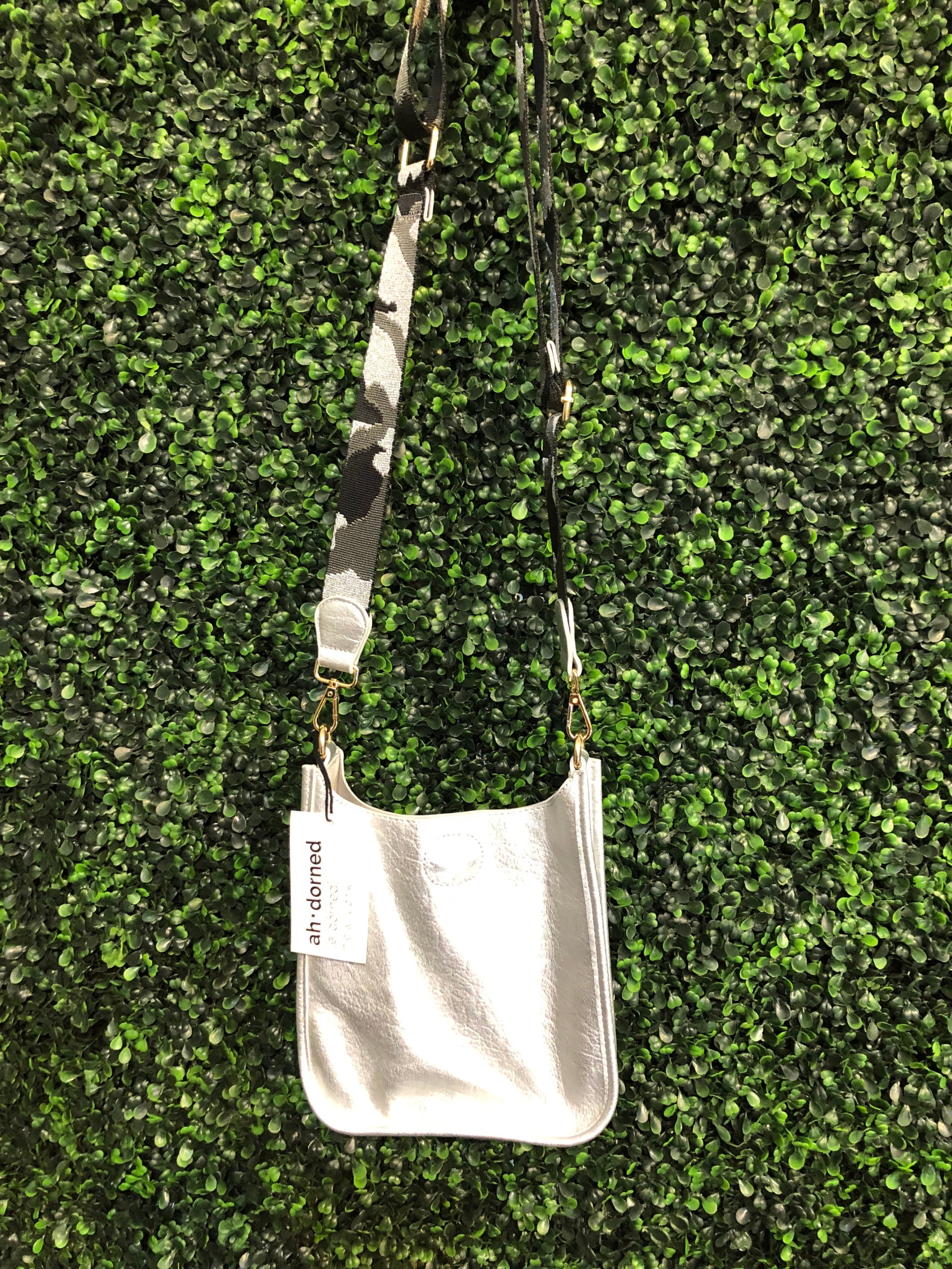 Silver Metallic Camo Crossbody Strap