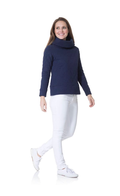 Quilted cowl neck discount pullover