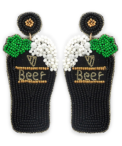 Pint Beer Beaded Earrings